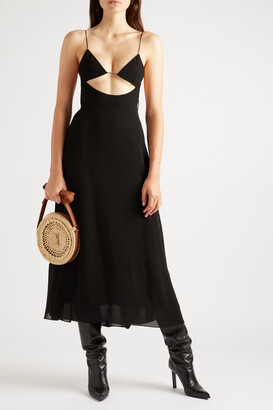 Saint Laurent Open-back Cutout Crepe De Chine Midi Dress